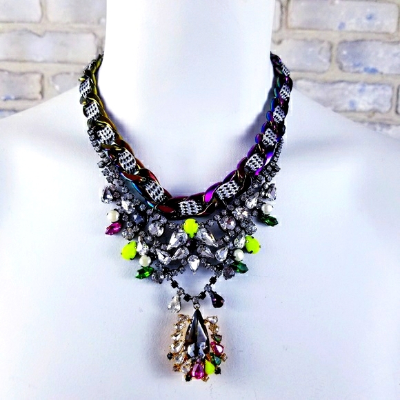 Erickson Beamon Rocks Aurora MetalNecklace Chunky - Picture 2 of 9